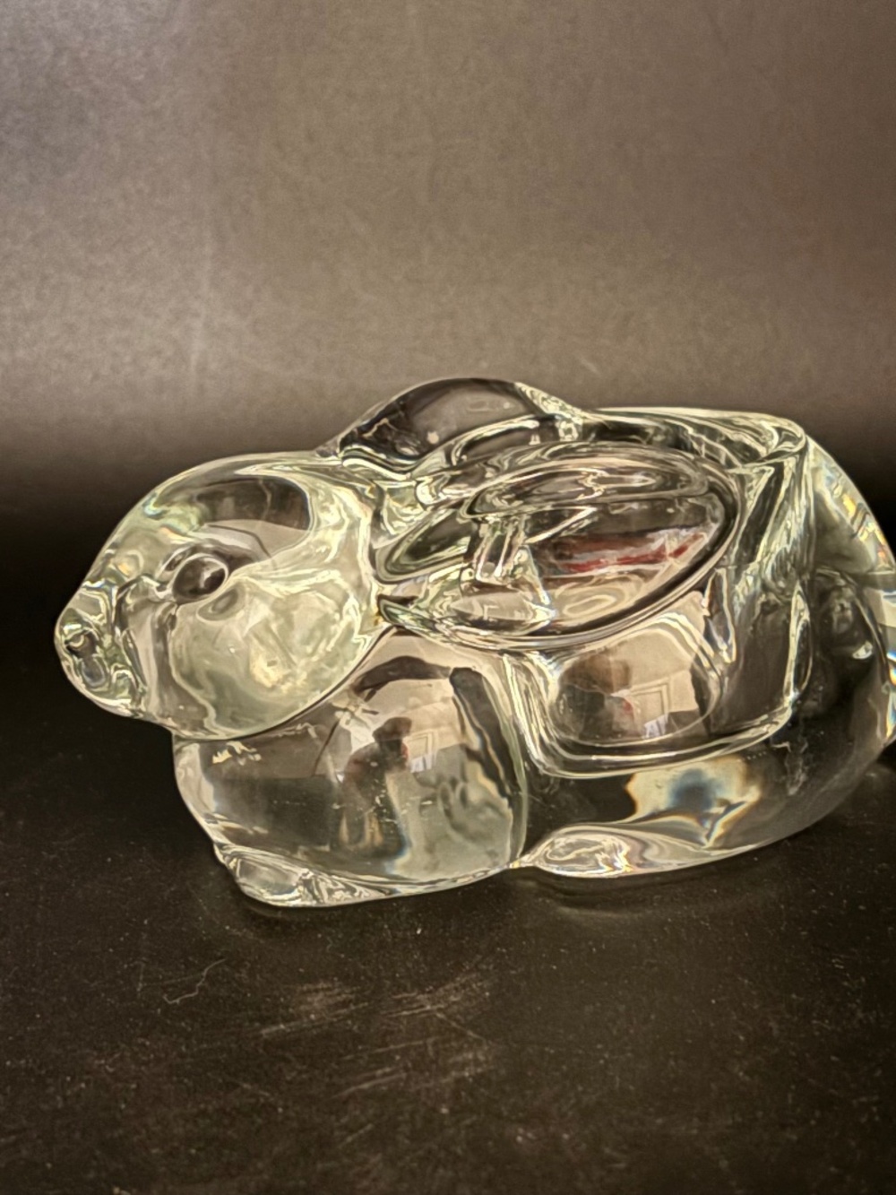 Vintage Indiana Glass Clear Crystal Bunny Rabbit Votive Tealight Candle Holder